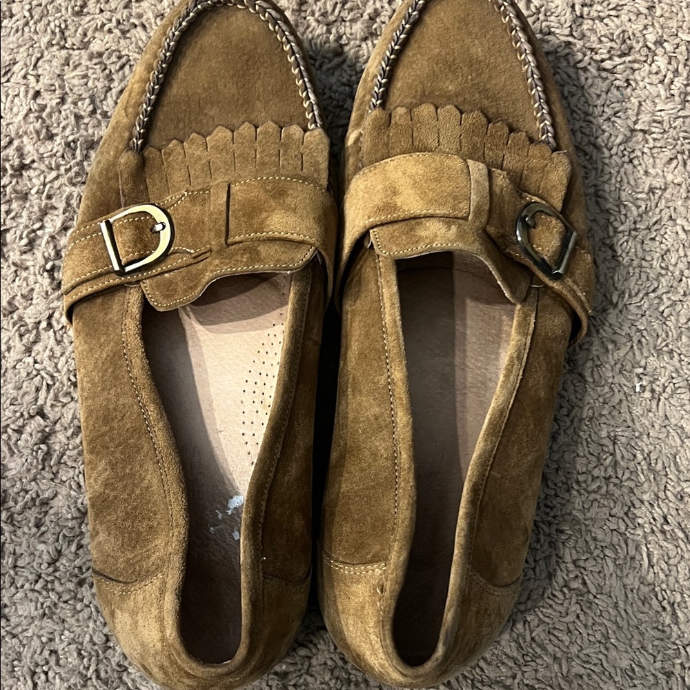 Vtg Hush Puppies Brown Suede Loafers